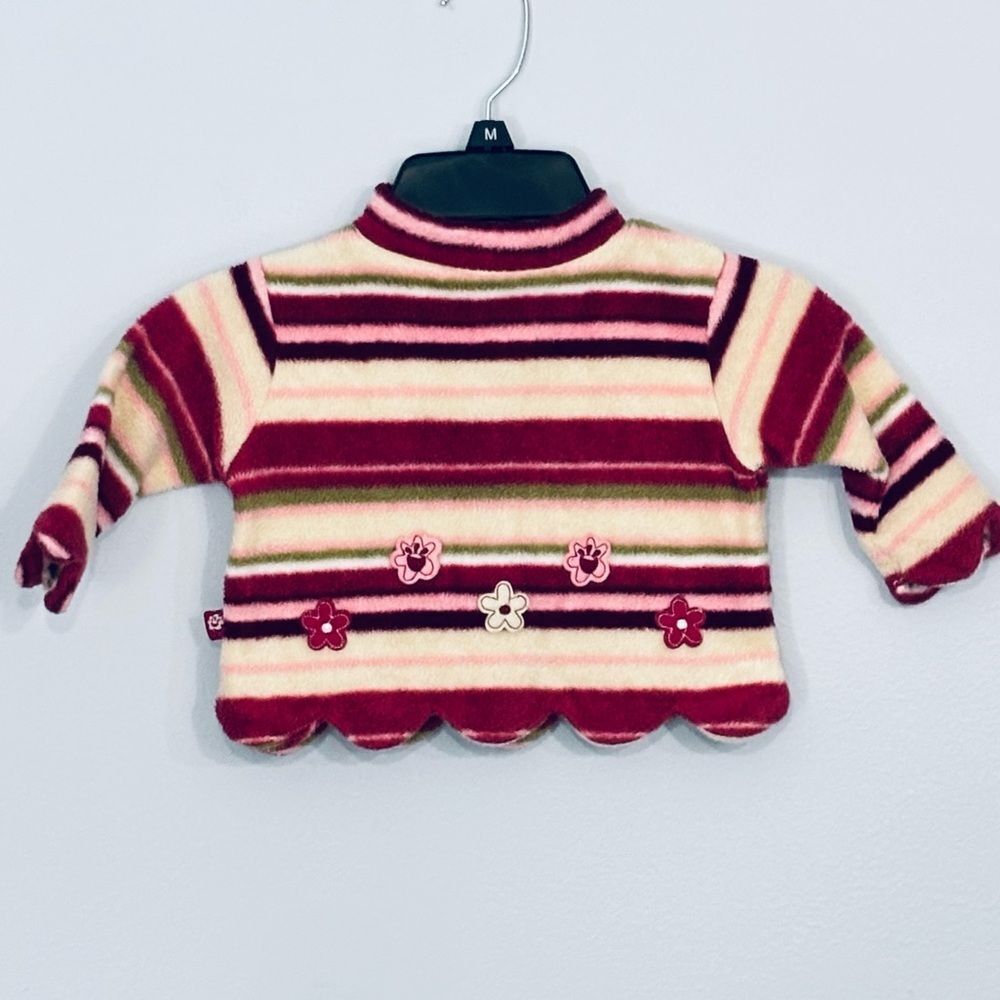 Koala Kids Baby Girls Soft Burgundy White Fleece Pullover Top Infant 6-9 Months